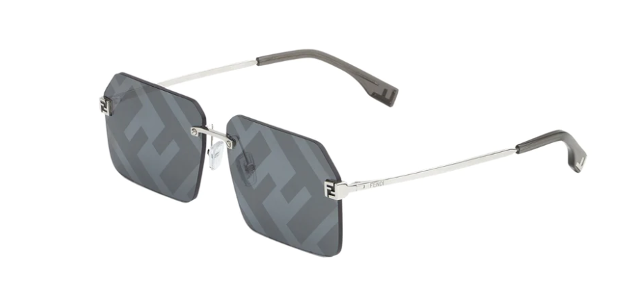 Fendi FE 40043U 16C Silver-Grey/Grey Mirrored Square Men's Sunglasses