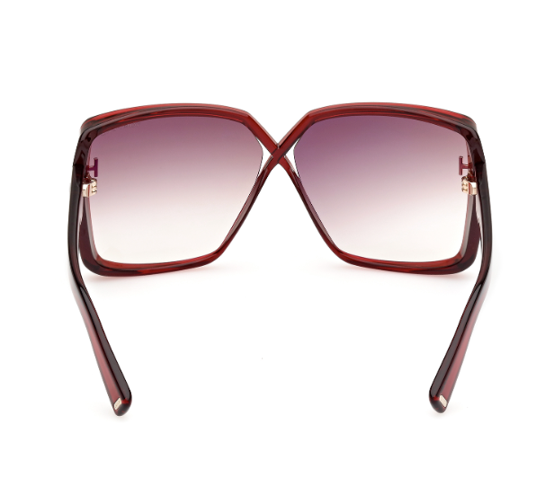 Tom Ford FT1117 Yvonne 66G Shiny Dark Red/Brown Gradient Mirrored Sunglasses