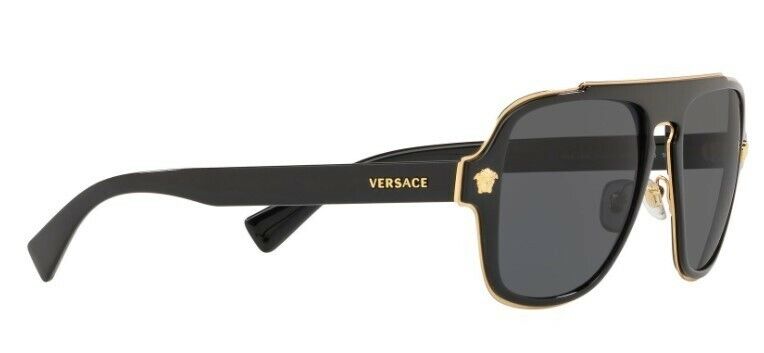 Versace VE2199 100281 Black-Gold/Gray Polarized Men's Sunglasses