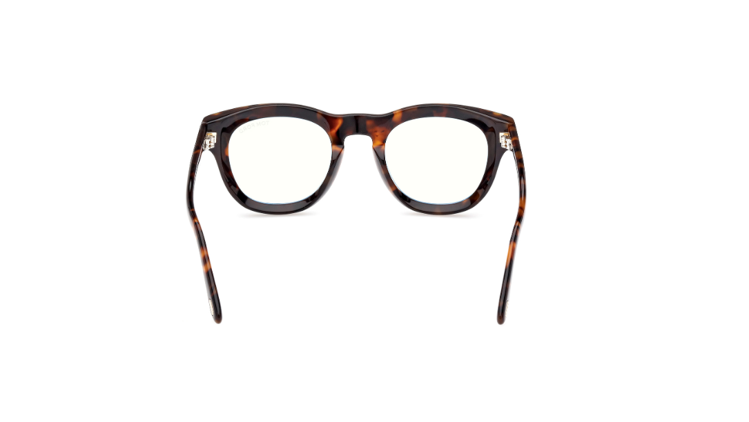 Tom Ford FT5873 052 Dark Havana/Blue Block  Square Men's Eyeglasses