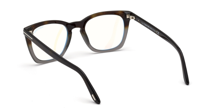 Tom Ford FT5736-B 055 Havana/Monocolor Blue Block Lenses Square Men's Eyeglasses