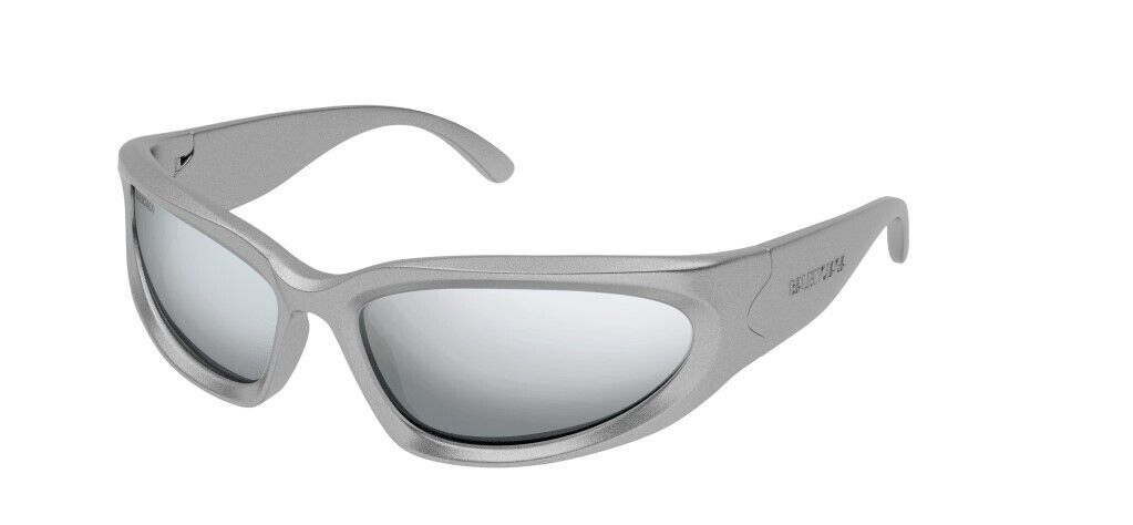 Balenciaga BB0157S-004 Silver/Silver Oval Men's  Sunglasses