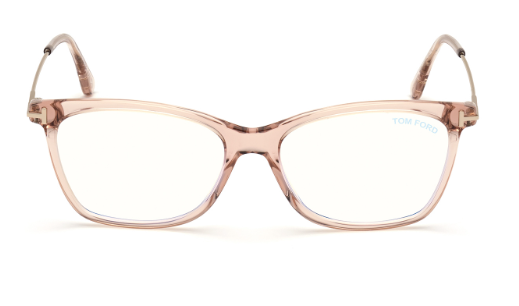 Tom Ford FT5712 072 Shiny Light Pink / Pale Gold 52mm Square Women's Eyeglasses