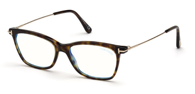 Tom Ford FT5712 052 Dark Havana / Shiny Pale Gold 52mm Square Women's Eyeglasses