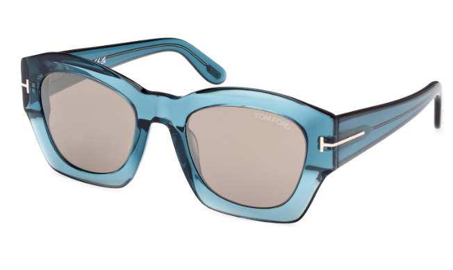 Tom Ford GUILLIANA FT1083 90L Shiny Blue/Roviex Mirrored Women's Sunglasses