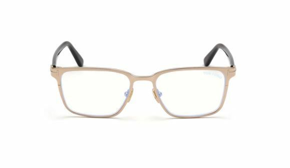 Tom Ford FT5733B 028 Shiny Rose Gold Dark Havana Blue Block Square Eyeglasses