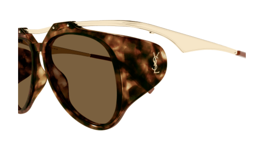 Saint Laurent SL M137 AMELIA002 Havana/Gold/Brown Soft Square Women's Sunglasses