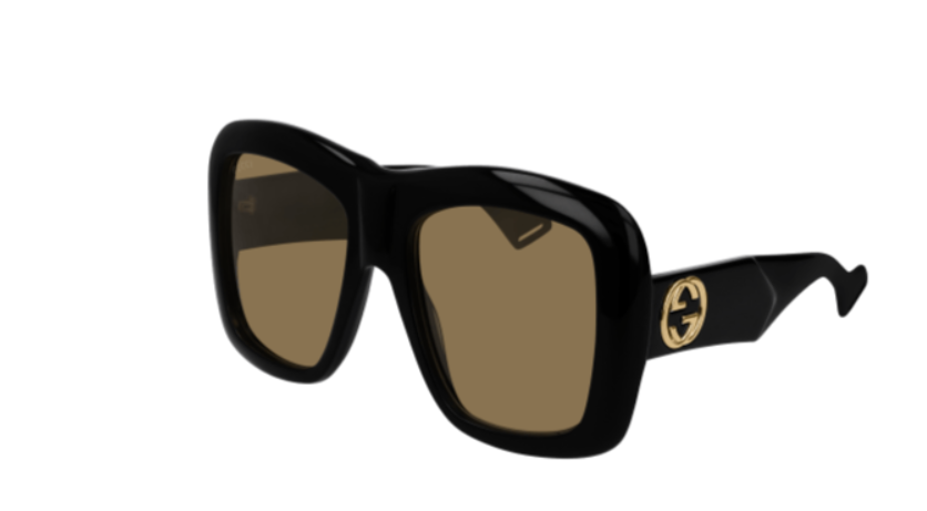 Gucci GG0498S 001 Black Square/Brown Men's Sunglasses.