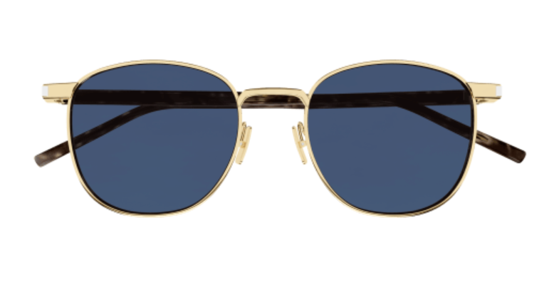 Saint Laurent SL 747 005 Gold/Blue-Crystal Full Metal Round Men's Sunglasses