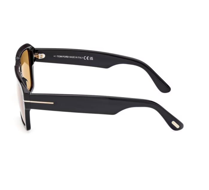 Tom Ford FT1153 01E Shiny Black/Brown Square Men's Sunglasses