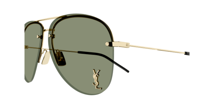 Saint Laurent Classic 11 M 003 Gold/Green Oval Men's Sunglasses