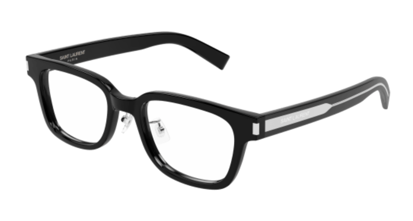 Saint Laurent SL 723/J 004 Black/Crystal Soft Rectangle Men's Eyeglasses