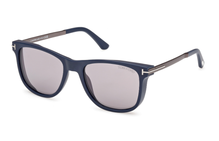 TomFord SINATRA FT1104 Color 91C Matte Blue/Smoke Mirror Men's Square Sunglasses
