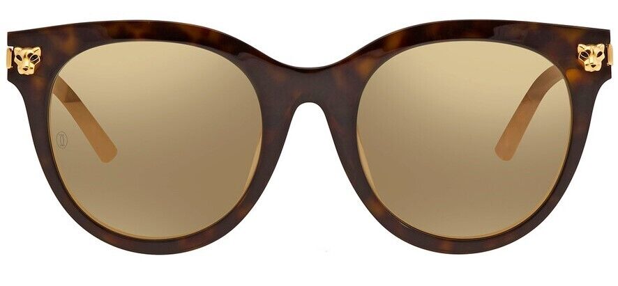 Cartier CT0024SA-002 Havana/Bronze Cat-Eye Women's Sunglasses.