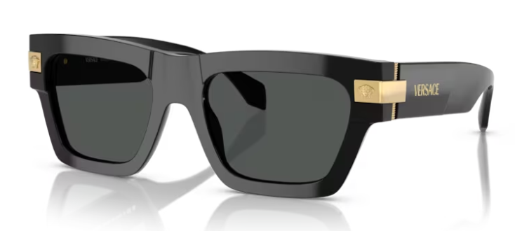 Versace 0VE4464 GB1/87 Black/Dark Grey Rectangular 52mm Men's Sunglasses