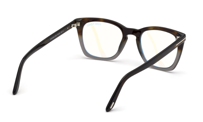 Tom Ford FT5736-B 055 Havana/Monocolor Blue Block Lenses Square Men's Eyeglasses