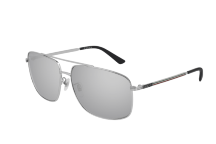 Gucci GG0836SK 003 Silver/Grey Square Men's Sunglasses.