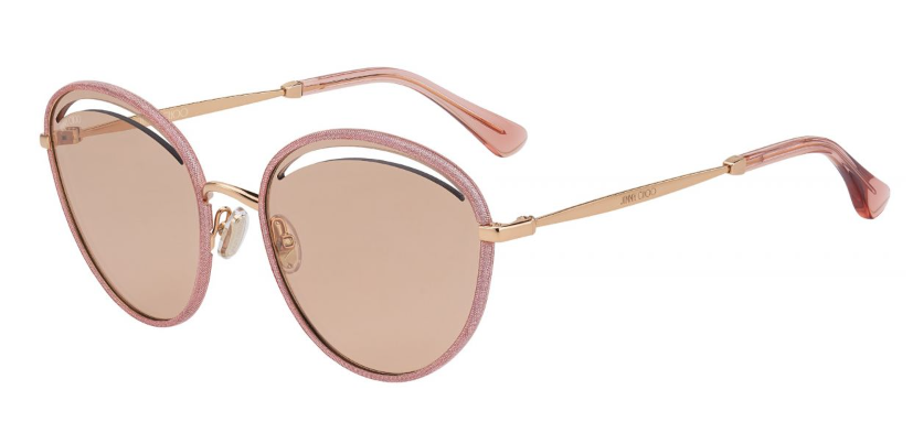Jimmy Choo Malya/S KON/2S Pink-Gold/Pink Mirrored Oval  Women's Sunglasses