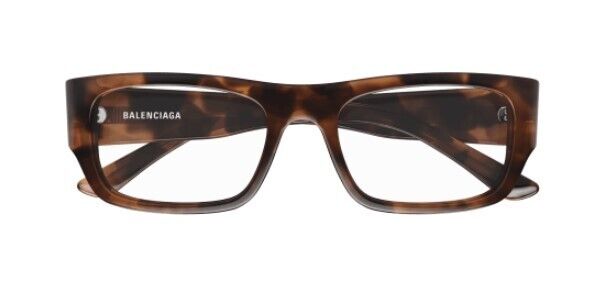 Balenciaga BB0370O 002 Havana Rectangular Men's Eyeglasses