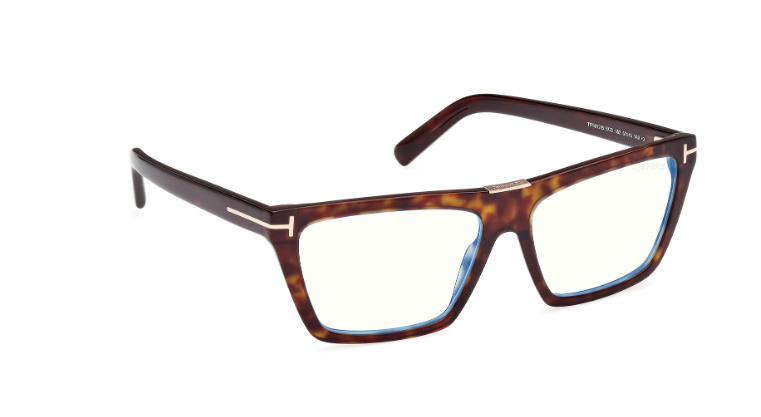 Tom Ford FT5912 052 Dark Havana / Shiny Dark Brown Square Women's Eyeglasses