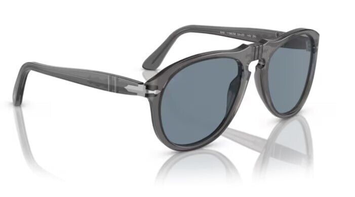 Persol 0PO0649 119656 Transparent Grey/Blue 56mm Soft Square Men's Sunglasses