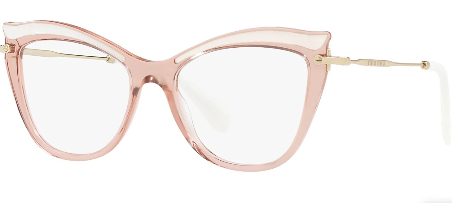 Miu Miu MU 06PV VH01O1 Transparent Pink Cat Eye Women's Eye glasses