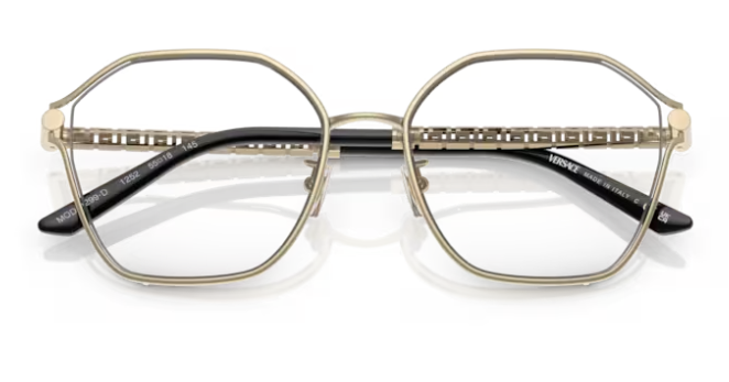 Versace 0VE1299D 1252 Pale gold Soft Square Semi-Rim Square Women's Eyeglasses