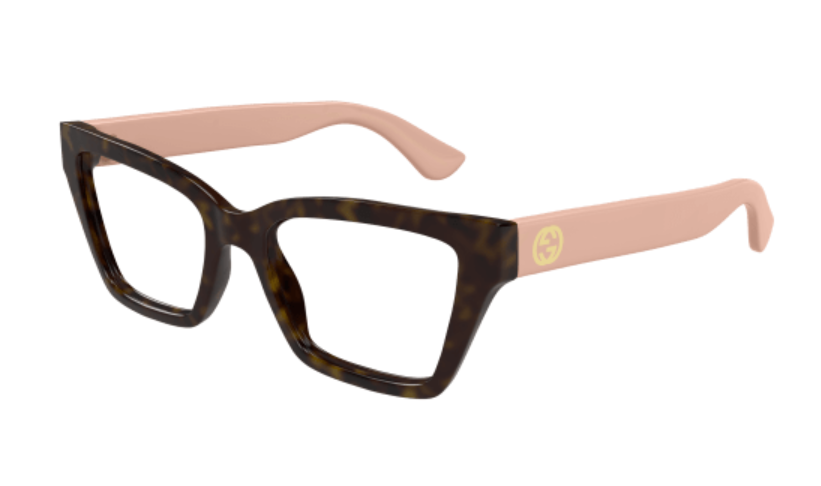 Gucci GG1715O 005 Havana/Pink Rectangle Women's Eyeglasses