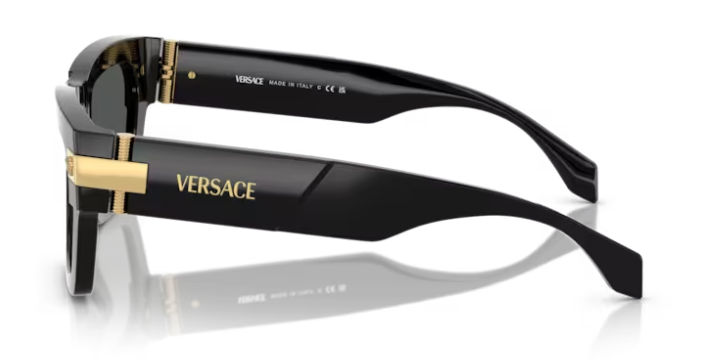 Versace 0VE4464 GB1/87 Black/Dark Grey Rectangular 52mm Men's Sunglasses