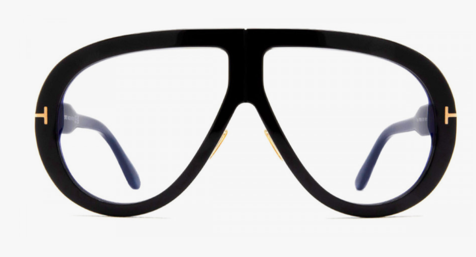 Tom Ford FT836 001 Troy Shiny Black/Clear Blue Block Oval Men's Sunglasses