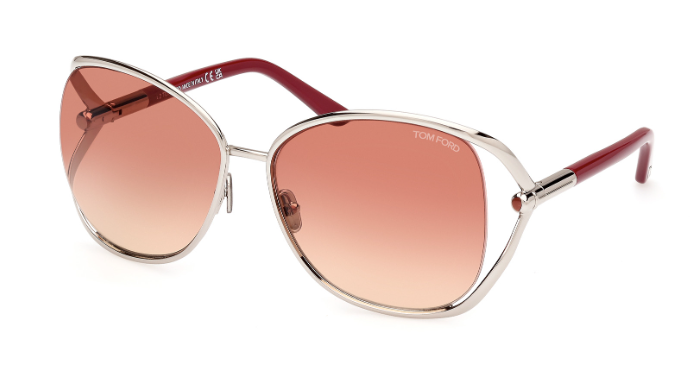 Tom Ford Marta FT1091 16T Shiny Palladium-DarkFuxia/Bordeaux Gradient Sunglasses