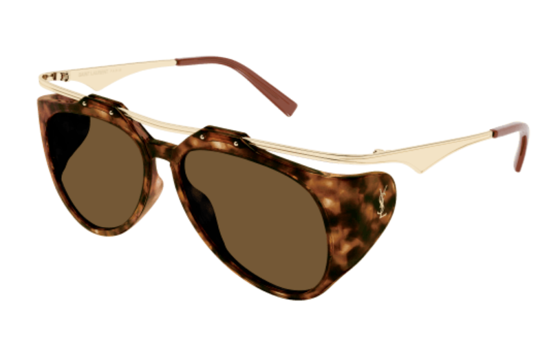 Saint Laurent SL M137 AMELIA002 Havana/Gold/Brown Soft Square Women's Sunglasses