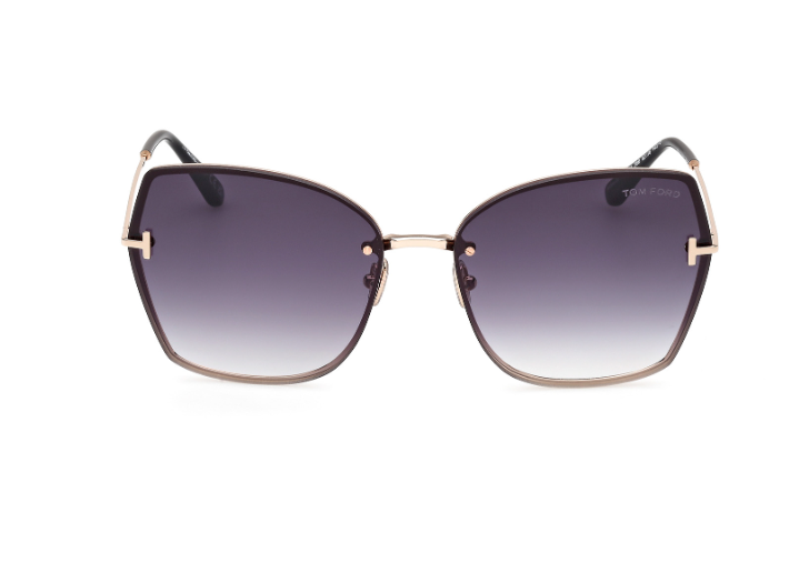 Tom Ford NICKIE 02 FT1107 28B Shiny Rose Gold/Smoke Cat Eye Women Sunglasses