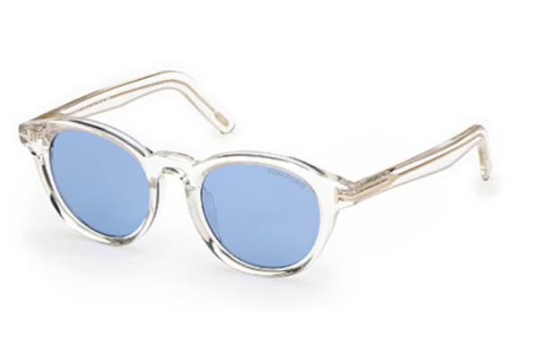 Tom Ford FT1123-D 26V Crystal/Blue Round Men's Sunglasses