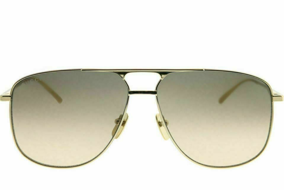 GUCCI GG0336S 001 Gold Brown Men's Rectangle Sunglasses