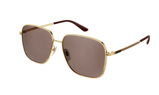 Gucci GG0987SA 002 Gold/Brown Metal Square Men's Sunglasses