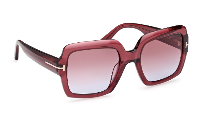 Tom Ford KAYA FT1082 66Y Shiny Dark Red/Violet Square Women's Sunglasses