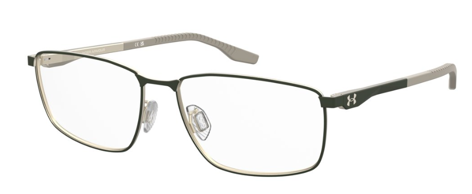 Under Armour UA 5073/F PEF Gold Green Rectangular Men's Eyeglasses