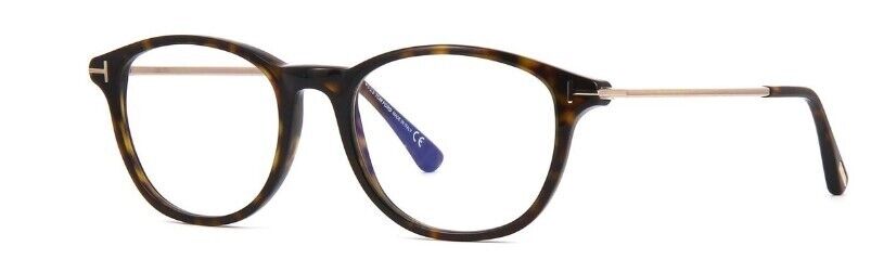 Tom Ford FT5553B 052 Shiny Dark Havana Round Men's Eyeglasses