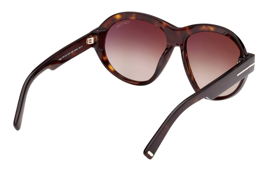 Tom Ford FT1113 52G Dark Havana/Brown Mirror Round Women's Sunglasses