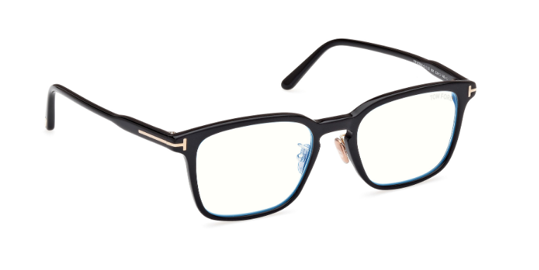 Tom Ford FT5928-D-B 001 Shiny Black Blue Block Lenses Men's Eyeglasses