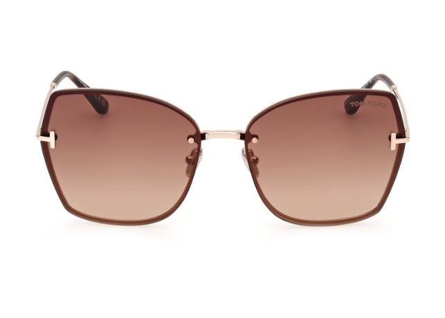 Tom Ford NICKIE 02 FT1107 28F Shiny Rose Gold/Brown Cat Eye Women Sunglasses