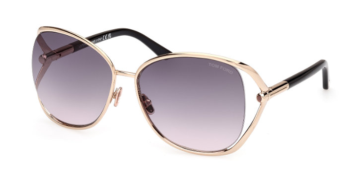 Tom Ford Marta FT1091 28B Deep Gold-Black/Smoke Gradient RoundWomen's Sunglasses