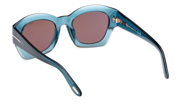 Tom Ford GUILLIANA FT1083 90L Shiny Blue/Roviex Mirrored Women's Sunglasses