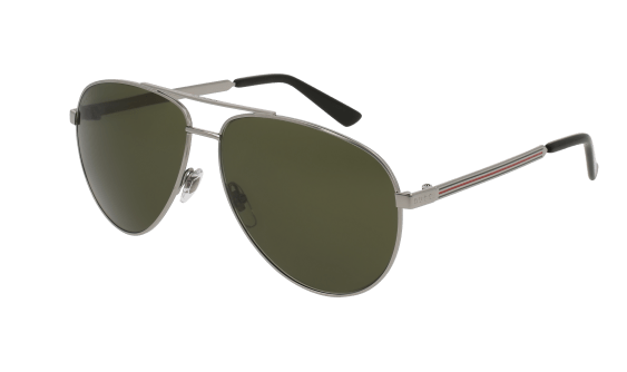 Gucci GG0137S 003 Gunmetal/Green Oval Men's Sunglasses