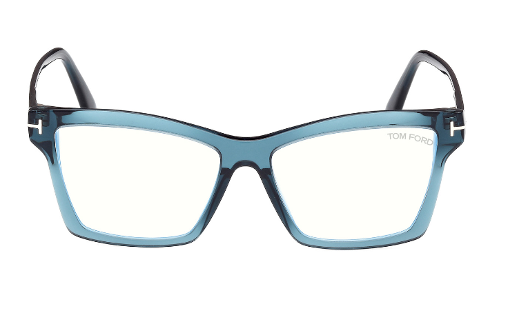 Tom Ford FT5964-B 092 Shiny Blue/Shiny Blue Square Women's Eyeglasses