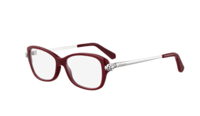 Cartier CT0067O 001 Burgundy/Silver Square Women's Eyeglasses