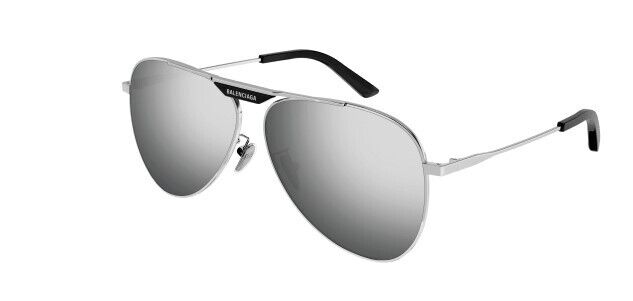 Balenciaga BB0244S 002 Silver Oval Unisex Sunglasses