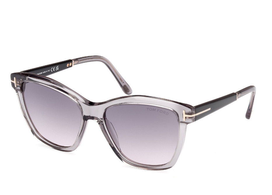 Tom Ford FT1087 Lucia 20A Transparent Shiny Grey/Smoke Gradient Sunglasses