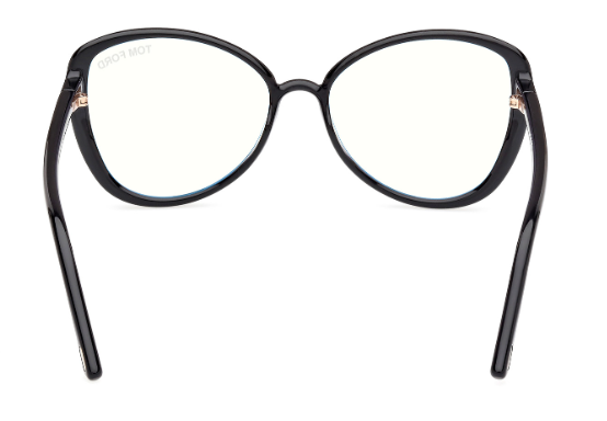 Tom Ford FT5907 001 Shiny Black  / Clear Butterfly shaped Women's Eyeglasses